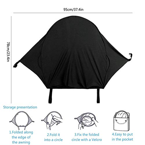 ASEOK - Funda para cochecito de bebé, toldo para cochecito de bebé, parasol para cochecito de bebé, parasol negro y cubierta opaca, protector solar, protección UV de verano