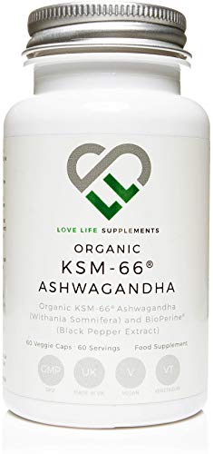 Ashwagandha KSM-66 Orgánico por LLS | Alta resistencia 500 mg por cápsula | 60 Cápsulas Veganas | 5% Ayurvedic Withania Somnifera | 100% puro y natural | Hecho en el Reino Unido bajo licencia GMP