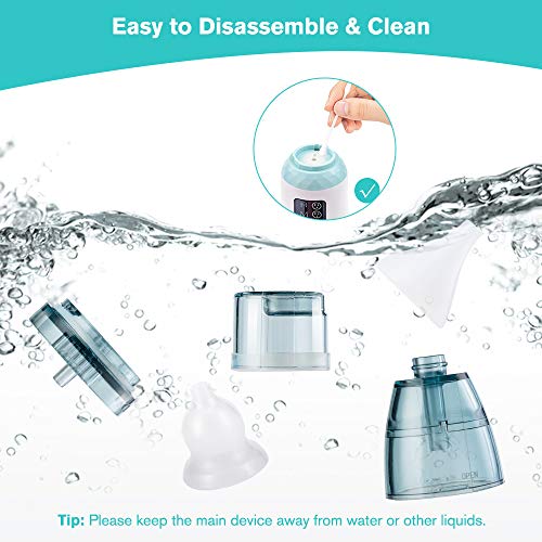Aspirador Nasal, Aspirador Limpiador de Oidos para Bebés, USB Aspirador Nasal Electrico con Pantalla LED, 4 Boquillas de Succión de Saca Mocos Bebe Reutilizables Limpieza de Nariz para Bebé
