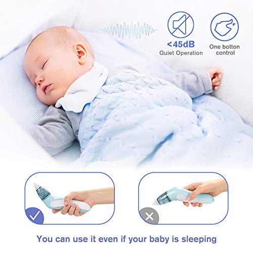 Aspirador Nasal, Aspiradores Nasales Electrico y Limpiador de Oidos, Sacamocos Bebe con 4 Puntas Reutilizables, Aspirador Portátiles de Mocos para Bebés, Regalo para Niños Pequeños Recién Nacidos
