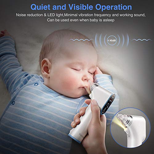 Aspirador Nasal Bebes Electrico Aspirador de Nariz con 4 tamaños Puntas de silicona 3 niveles de succión para Recién Nacidos,Niños Pequeños y Infantil