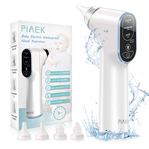 Aspirador Nasal Bebes Electrico Aspirador de Nariz con 4 tamaños Puntas de silicona 3 niveles de succión para Recién Nacidos,Niños Pequeños y Infantil