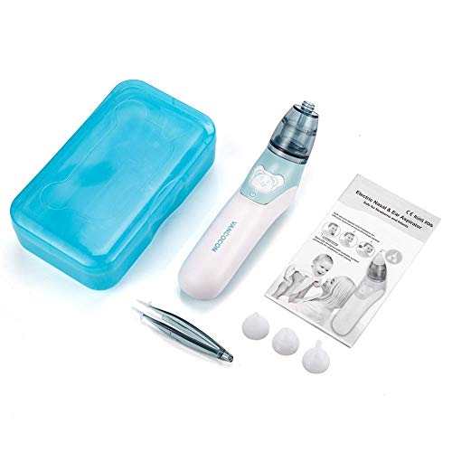Aspirador nasal Bichiro, limpiador eléctrico para la nariz del bebé y removedor de cera para los oídos con 4 boquillas de lechón reutilizables para recién nacidos, niños pequeños y bebés