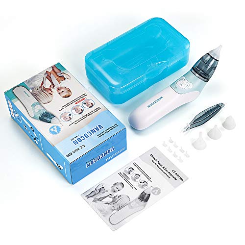 Aspirador nasal, limpiador de nariz para bebé y removedor de cerumen, aspiradores eléctricos para recién nacidos, aspirador de nariz para bebés 4 boquillas de succión de mocos reutilizables para bebés