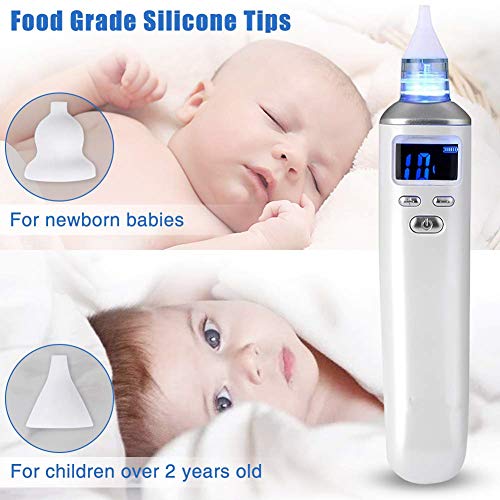 Aspirador Nasal para bebés, Aspiradores Nasales, Aspirador de Nasal Eléctrico, Pantalla LCD de carga USB con 5 niveles de succión 4 tamaños Puntas de silicona, Portátil aspirador nasal para recién