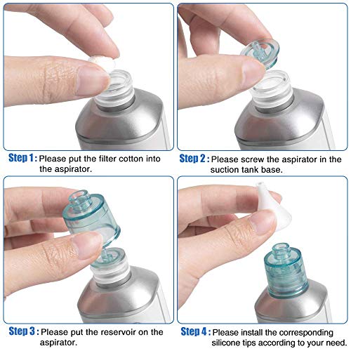 Aspirador Nasal para bebés, Aspiradores Nasales, Aspirador de Nasal Eléctrico, Pantalla LCD de carga USB con 5 niveles de succión 4 tamaños Puntas de silicona, Portátil aspirador nasal para recién