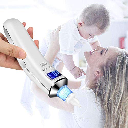 Aspirador Nasal para bebés, Aspiradores Nasales, Aspirador de Nasal Eléctrico, Pantalla LCD de carga USB con 5 niveles de succión 4 tamaños Puntas de silicona, Portátil aspirador nasal para recién