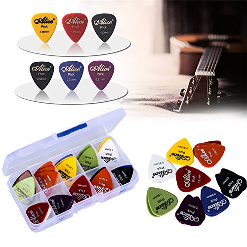 astropick – Caja de 40 púas para guitarra eléctrica, acústica, bajo, o Folk – 6 capas),: 0.58/0.71/0.81/0.96/1.20 y 1.50 (mm) – para hombre y mujer – Pico, pestaña, Pick, Plectro