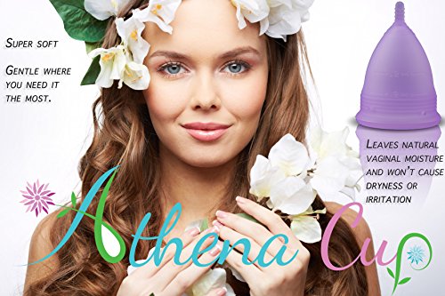 Athena Copa Menstrual – La copa menstrual más recomendada - Incluye una bolsa de regalo - Talla 2, Violeta transparente - ¡Ausencia de pérdidas garantizada!