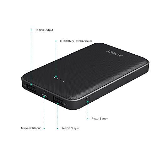 AUKEY Bateria Externa 10000mAh Doble Puerto, Cargador Portatil Compacto para iPhone X/ 8/ Plus/ 7/ 6s, Samsung S8+/ S8, iPad, Tablets y m¨¢s