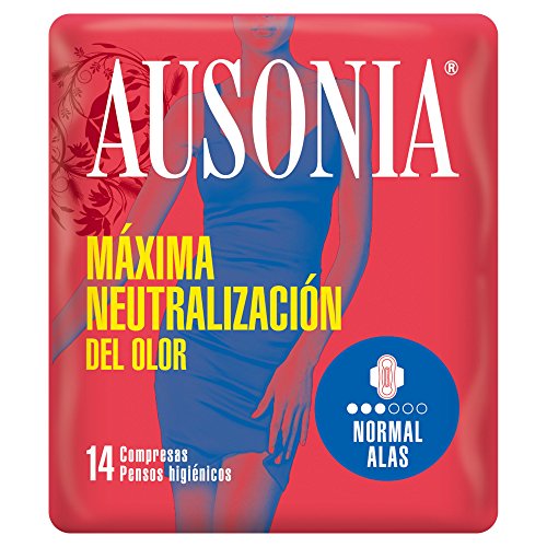 Ausonia - Compresas con normal alas, paquete de 14 unidades