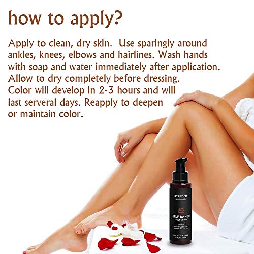 Autobronceador, Instantánea Autobronceador Corporal, Magnífico Bronceador sin Sol para con 15% de Vitamina E Ingredientes Naturales, Bronceado Rápido de Todo Tipo de Tonos, 3.4 oz