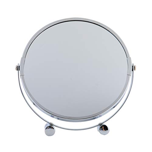 axentia – Espejo cosmético, Espejo de aumento 3x para maquillaje, afeitado, depilación, cuidado y limpieza facial, Espejo de doble cara - ajustable, rotativo de 360° - diámetro de espejo 17 cm