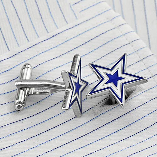 AYDOME Gemelos Boda Gemelos de Hombregemelos para Boda Pentágono Estrella Gemelos Camisa Hombre Azul