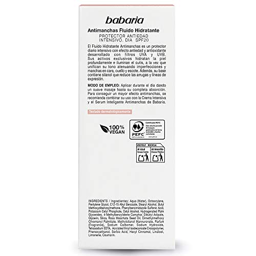 Babaria Fluido Hidratante Antimanchas Día Protector Antiedad Intensivo SPF 20 50 ml
