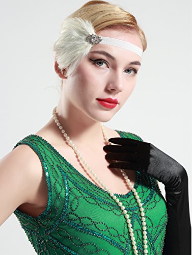 BABEYOND 1920 Flapper Diadema de Pluma Cinta para el Pelo Vintage Gatsby Disfraz Flapper Accesorios Fiesta Temática