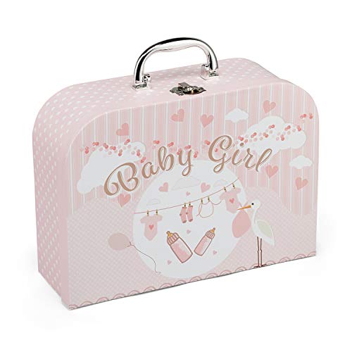 Baby Box Shop Cesta para Bebé para Regalo Baby Shower Niña con Accesorios para Recién Nacido - Incluye Sonajero - Marco de Foto - Muselina Bebé - Babero de Bebé - Calcetines - Manoplas y Gorrito bebé