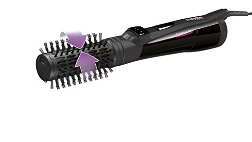 BaByliss AS531E - Cepillo rotativo de aire, seca, desenreda y moldea, cepillo giratorio de 35 mm con cerdas de jabalí, 2 velocidades/temperaturas