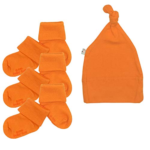 Babysoy Eco Beanie y calcetines Set - Naranja - 0-6 meses