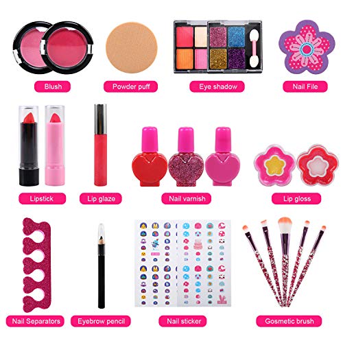 Ballery Kit de Maquillaje Niñas, 25pcs Juego de Maquillaje para niños , Cosméticos Lavables, Kit de Juguete de Maquillaje, Regalo de Princesa para Niñas