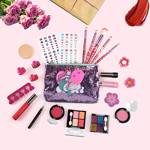 Ballery Kit de Maquillaje Niñas, 25pcs Juego de Maquillaje para niños , Cosméticos Lavables, Kit de Juguete de Maquillaje, Regalo de Princesa para Niñas