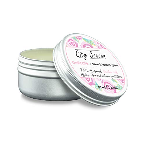 Bálsamo desodorante Delicado natural | Rosa + hierba de limón| Hombre & mujer| 100% libre de crueldad animal | Libre de aluminio, parabenos & plásticos | Hecho en UE | 60ml