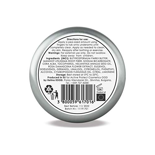 Bálsamo desodorante Delicado natural | Rosa + hierba de limón| Hombre & mujer| 100% libre de crueldad animal | Libre de aluminio, parabenos & plásticos | Hecho en UE | 60ml