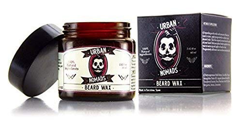 Bálsamo y Cera Barba - Urban Nomads | Cuidado y Conditioner Anti-Bacteriano para la Barba, Bigote, Pelo | 100% Natural | Argán, Manteca de Karité, Limón, Rosa Mosqueta, Aceites Esenciales | 60ml