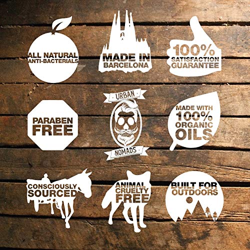 Bálsamo y Cera Barba - Urban Nomads | Cuidado y Conditioner Anti-Bacteriano para la Barba, Bigote, Pelo | 100% Natural | Argán, Manteca de Karité, Limón, Rosa Mosqueta, Aceites Esenciales | 60ml