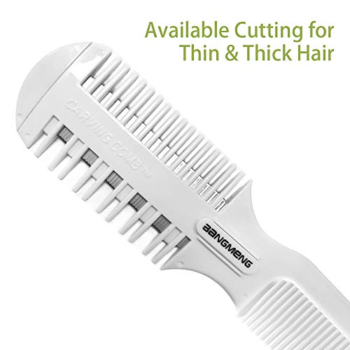 BANGMENG Peine cortador de pelo, afeitadora de pelo con peine, puntas abiertas para peinado, afeitadora de pelo de doble cara para corte y peinado de cabello fino y grueso.