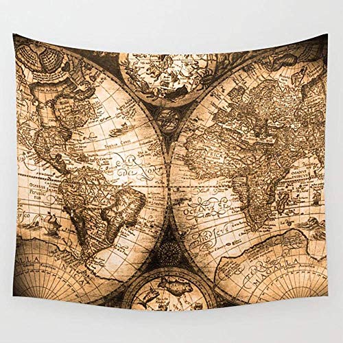 BAOQIN Tapiz World Map Antique Vintage Maps Wall Tapestry Hanging Tapestries Wall Art for Living Room Bedroom Dorm Decor 80 X 60 Inch
