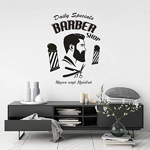 Barber shop sign calcomanías de arte de pared para afeitado y corte de pelo ventanas carteles de vinilo para peluquería peluquería peinado decoración de pared pegatinas A6 57x77cm