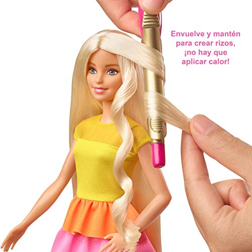 Barbie Crea sus ondas, Muñeca rubia con accesorios para peinar, regalo para niñas y niños 3-9 años (Mattel GBK24)