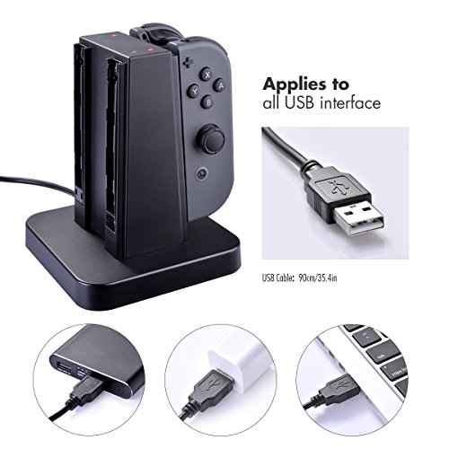 Base de Carga Joy con 4 en 1 Soporte de Cargador para Joy con de Nintendo Switch con indicación LED