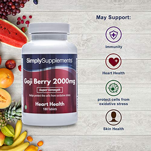 Bayas de Goji - ¡Bote para 1 año! - Apto para veganos - 360 Comprimidos - SimplySupplements