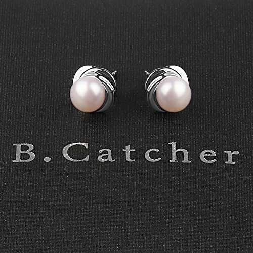 B.Catcher Pendientes Mujer Perlas Plata de Ley 925 ''El Lenguaje del Flor'' con Para Regalo San Valentín Originales
