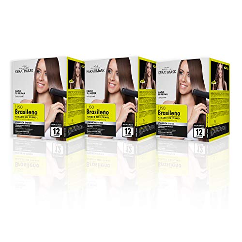 Be Natural, Kit Alisado Brasileño Keratimask, Resultado Profesional De Larga Duración, Blanco, Pack con 3 Kits, 3 Unidades 380 g