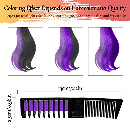 BEARBRO 6 Colores Tizas de Pelo, Peine Temporal Hair Chalk Set, Tinte no tóxico Color de Tiza para niñas y niños Pelo teñido, Fiesta, Navidad y Cosplay
