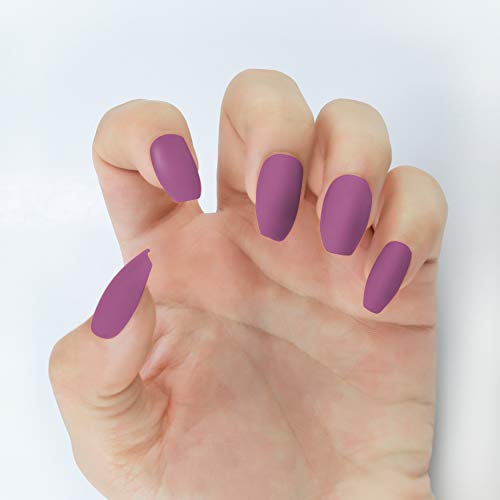 Beashine Falsa uña, Fake Nails, Elegant Touch French Manicure Fake Nails, Tamaños Ovales de Uñas Falsas Estilo Acrílico Artificial Fake Art Nails, 24 Uñas de Arte de UV de DIY (620 Fucsia)