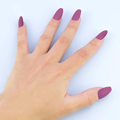 Beashine Falsa uña, Fake Nails, Elegant Touch French Manicure Fake Nails, Tamaños Ovales de Uñas Falsas Estilo Acrílico Artificial Fake Art Nails, 24 Uñas de Arte de UV de DIY (620 Fucsia)