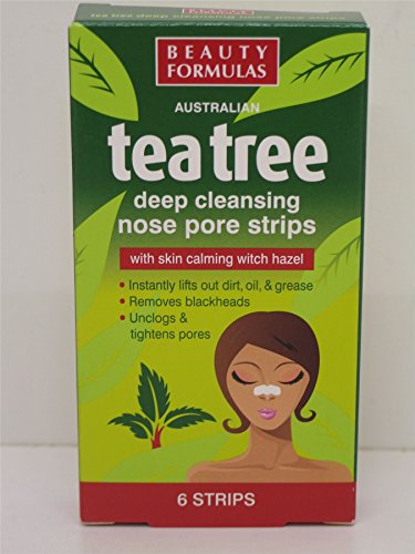 Beauty Formulas Tiras de poros de nariz de limpieza de árbol de té para espinillas [4 cajas]