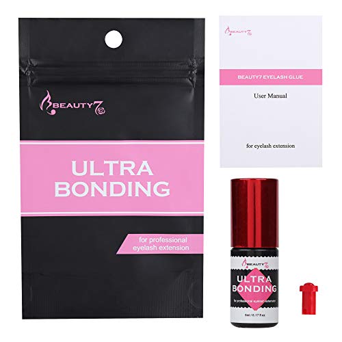 Beauty7 Extensión de Pegamento Ultra Adhesivo Pestañas Postizas Individuales 2-3 Segundos Secado Rápido 5ml