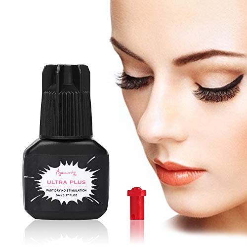 Beauty7 Extensión de Pestañas Postizas Pegamento Rápido Instantáneo FDA Certificado Lash Adhesivo Ultra Plus Profesional Resistente al Agua Fuerte Adhesivo Flexible Semipermanente, 5ml