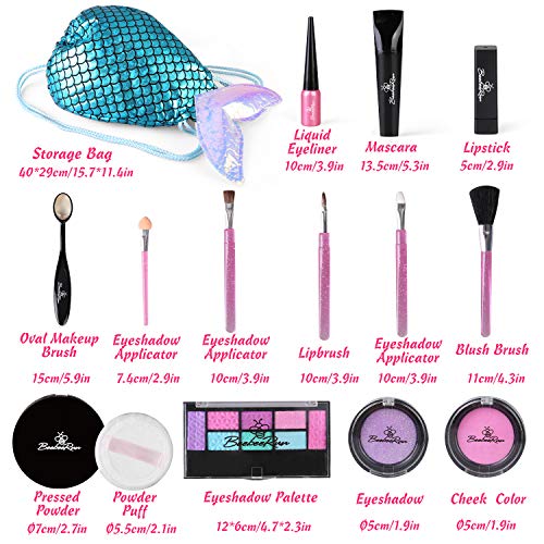 BeebeeRun Juguetes Maquillaje Niñas, Juguetes para Chicas, Juegos de Imitación, Juguetes de Belleza para Niños con Bolsa de cosméticos y Accesorios, Juguetes Educativos Regalo para niños 3 años+