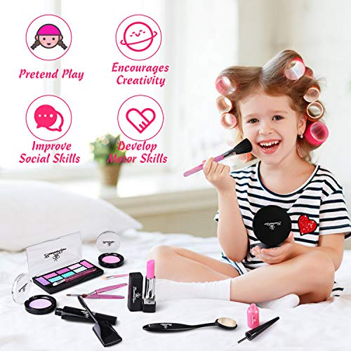 BeebeeRun Juguetes Maquillaje Niñas, Juguetes para Chicas, Juegos de Imitación, Juguetes de Belleza para Niños con Bolsa de cosméticos y Accesorios, Juguetes Educativos Regalo para niños 3 años+