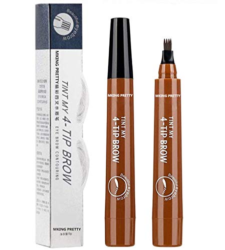 BEENLE Lápiz de Cejas Líquido, Lápiz de Tatuaje Para Cejas, 4 Puntas de Horquilla Líquida Para Maquillaje de Ojos,Para el Maquillaje Ocular (marrón)