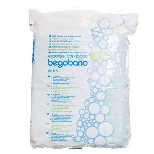 Begobaño Esponja jabonosa de un solo uso en bolsa de 24 esponjas.