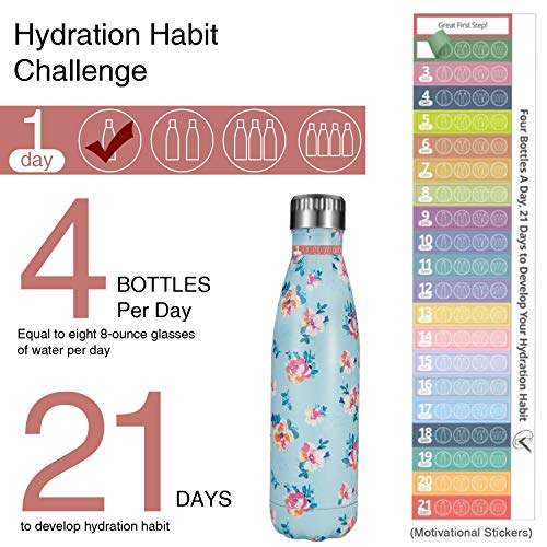 BEI & HONG Botella Agua Acero Inoxidable 500ml, Botella Termica Reutilizable - Enfriamiento Las 24 Horas y 12 Horas Mantiene Caliente, Botellas Termo de Doble Pared, Sin Bpa, con Cepillo de Limpieza