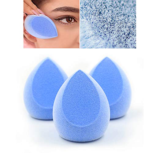 Beito 3PCS Set de esponja de maquillaje Sin látex Maquillaje Blender Microfibra Terciopelo Belleza Herramienta cosmética de esponja para polvos, bases y cremas(Azul)