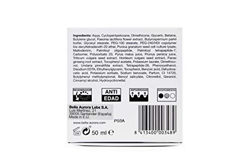 Bella Aurora Bella Crema Facial Noche Anti-Arrugas y Anti-Edad para Mujer Tratamiento Reparador Anti-Manchas de acción Nocturna, 50 ml